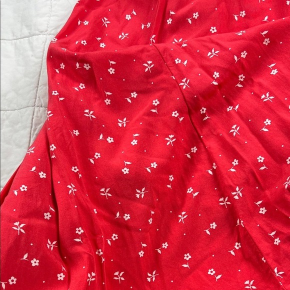 GAP Red‎ Floral Print Button Front Smocked Back Midi Sundress Size 2 - Picture 6 of 6